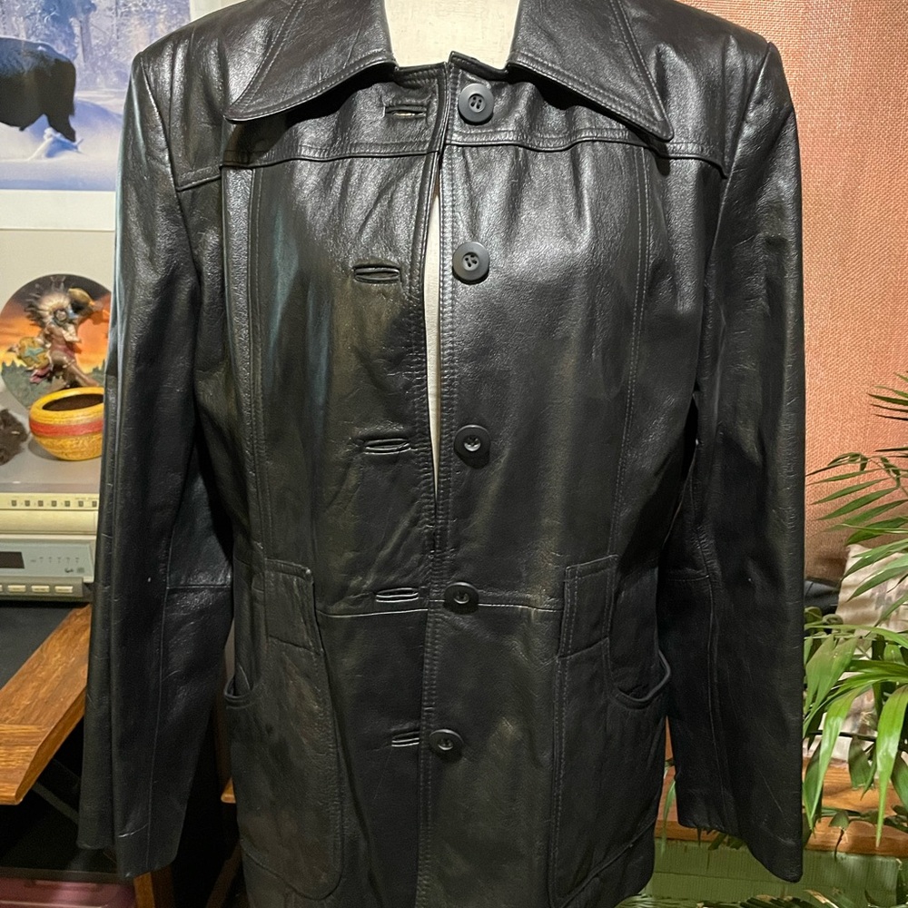 Wilsons Leather Black Leather Button-Front Jacket 🖤👻🖤